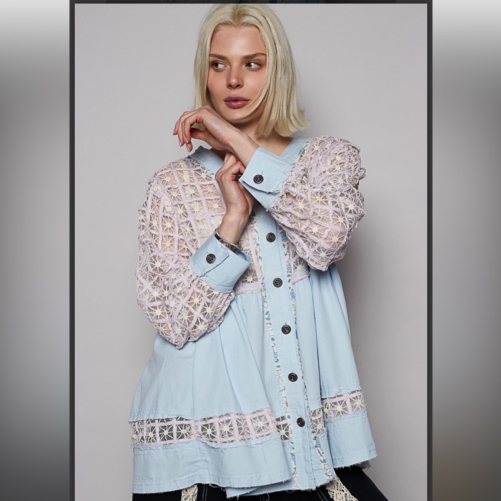 POL Light Blue w Lavender Top. NWOT.Never worn.